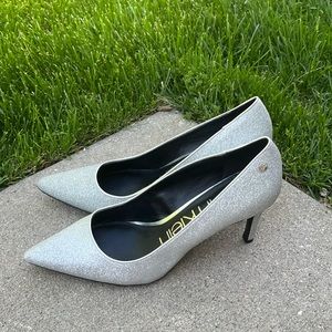 Calvin Klein Women’s Sparkly Silver High Heels Pumps Size 9.5